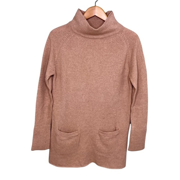 Zara Mock Neck Tunic Sweater Wool Long Sleeve Size Small Front Pockets - Picture 1 of 8